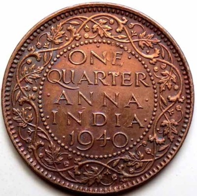 Hariom 1940 -1 QUARTER ANNA GEORGE VI KING COPPER COIN - Ancient Coin Collection(1 Coins)