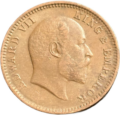 NUMISG 1906 Copper Quarter Anna High Grade Key Date Edward VII British India Coin Medieval Coin Collection(1 Coins)