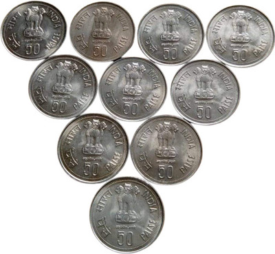 rbf 50 Paise Indira Gandhi 1917-1984 Coin 10 Coin Modern Coin Collection(10 Coins)