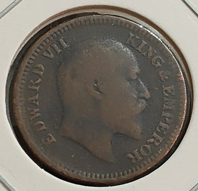 ANTIQUEWAY Extremely Rare 1/2 Pice 1906 with Die Rotation Error Edward VII British India Medieval Coin Collection(1 Coins)