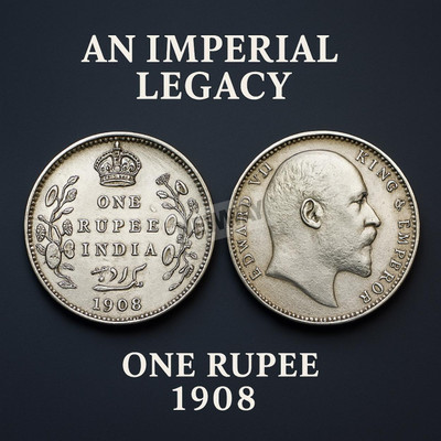 newway 1 Rs. 1908 Edward VII British India Silverplated Rare Fancy Medieval Coin Collection(1 Coins)