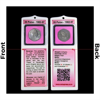 CoinXpress Learn Numismatics: 20 Paise Aluminium magnesium Minted from 1982 to 1997 pink Medieval Coin Collection(1 Coins)