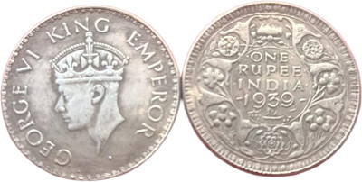 COINS WORLD 1939 ONE RUPEE KING GEROGE VI RARE COIN Modern Coin Collection(1 Coins)