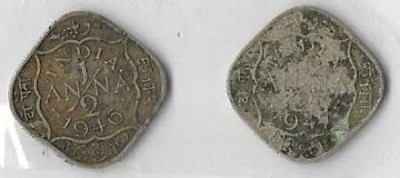 A1 International Rare British India George VI 1/2 Half Anna 2 Different Year Coins Medieval Coin Collection(2 Coins)