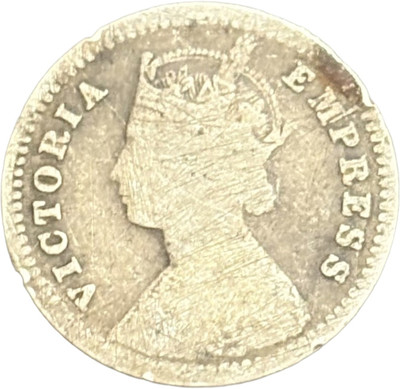 NUMISG 1900 Silver Two Annas B Raised Victoria Empress X Rare British India Medieval Coin Collection(1 Coins)