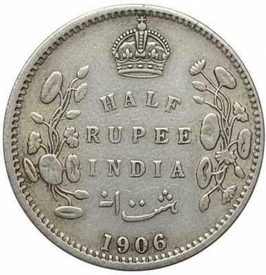 Vkcoins HALF RUPEES 1906 - EDWARD VII RARE INDIA OLD Modern Coin Collection(1 Coins)