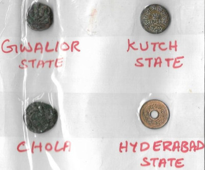 A1 International With Gwalior State India Old & Rare 4 Different Coins Ancient Coin Collection(4 Coins)