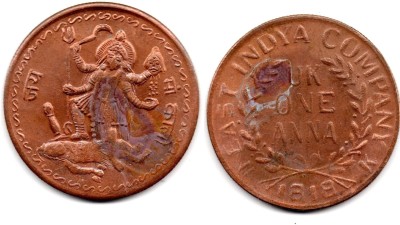 ANK 03B6_Ma Kali 1818 EIC UKL One Anna Copper India coin rare. Ancient Coin Collection(1 Coins)