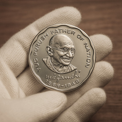 Luxury Big 60 Gram 1000 Rs 1869-1948 MAHATMA GANDHI, India Silver-Plated Medieval Coin Collection(1 Coins)