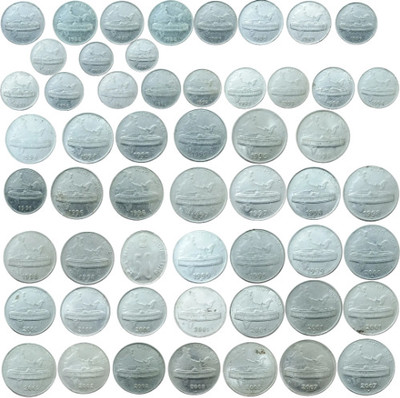 numismatics Set of 59 coins except 1988 K mint 1993 M and H mint and 1997 H and Kolkatta Mit Modern Coin Collection(59 Coins)
