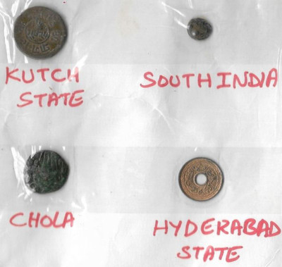 A1 International With Kutch State India Old & Rare 4 Different Coins Ancient Coin Collection(4 Coins)
