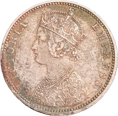 ANTIQUEWAY Very Rare Silver 1892 One Rupee B Incuse Victoria Empress British India Medieval Coin Collection(1 Coins)