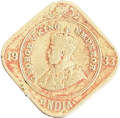 NUMISG 1933 X Rare 2 Annas Key Date George V British India Medieval Coin Collection(1 Coins)