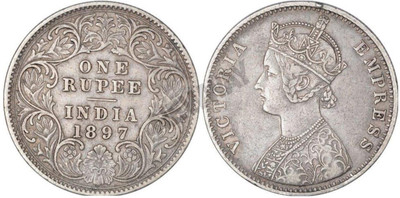 newway Rare One Rupee 1897 Victoria Queen, British India Silver-plated Rare old Ancient Coin Collection(1 Coins)