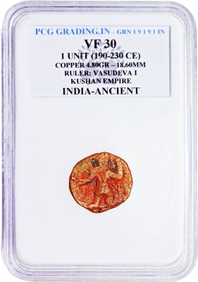 Prideindia Ruler:Vasudeva I Kushan Empire Ancient India PCG Graded Old and Rare Copper Coin Ancient Coin Collection(1 Coins)