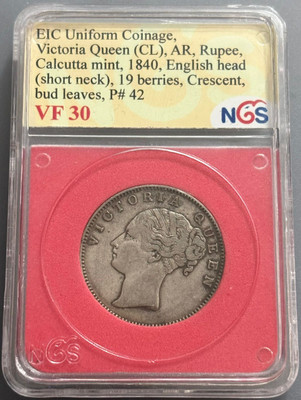 ANTIQUEWAY 1840 Silver Rupee NGS Graded VF30 CL 19 Berries English Head EIC Medieval Coin Collection(1 Coins)