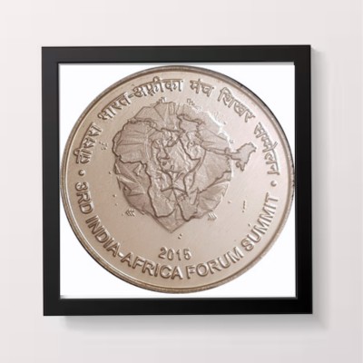 oldcoinwala 500 Rupees Coin 3rd India Africa Forum Summit UNC Imitation Frame Wall Decor Modern Coin Collection(1 Coins)