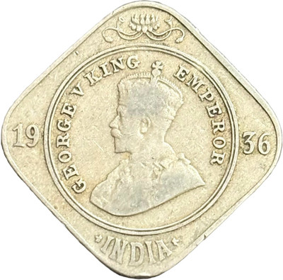ANTIQUEWAY 2 Annas 1936 Bombay Mint George V Extremely Rare British India Medieval Coin Collection(1 Coins)