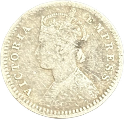 NUMISG 1890 Silver Two Annas C Incuse Victoria Empress X Rare British India Medieval Coin Collection(1 Coins)