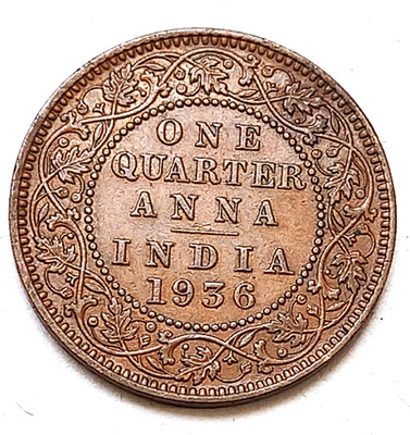 Hariom 1936- 1 QUARTER ANNA GEORGE V KING COPPER COIN WT. 4.85 GRAM Ancient Coin Collection(1 Coins)