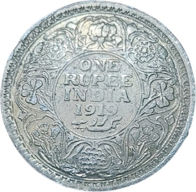 rbf RARE ONE RUPEE 1919 BRITISH INDIA 12 GRAM SILVAR COIN Medieval Coin Collection(1 Coins)