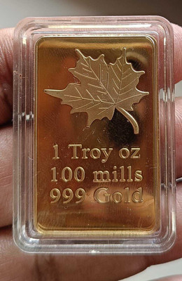 COINS WORLD MAPLE LEAF GOLD PLATED BAR 1 OUNCE Modern Coin Collection(1 Coins)