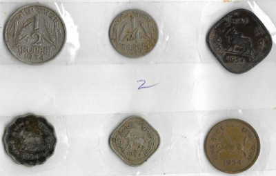 A1 International India 1954 Set Of 6 Different Coins Modern Coin Collection(6 Coins)