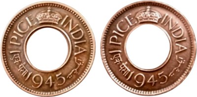 Sanjay Online Store British India Hole Pice George VI 1945 TO 1947 SET OF 2 Ancient Coin Collection(1 Coins)