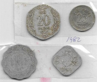 A1 International India 1982 Set Of 4 Different Coins Lot Modern Coin Collection(4 Coins)