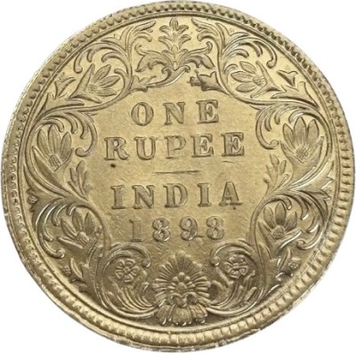 SIMASH ONE RUPEE INDIA 1898 RARE SILVER PLATED FANCY COIN Medieval Coin Collection(1 Coins)