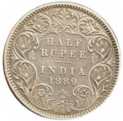 rbf VERY RARE HALF RUPEES 1889 VICTORIA SILVER 5.83 GRAM COIN Ancient Coin Collection(1 Coins)