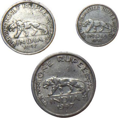KGALLERY Set of Quarter, Half & One Rupee Coins Tiger Issue Modern Coin Collection(3 Coins)