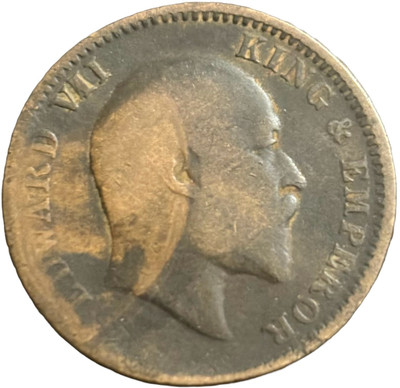 ANTIQUEWAY 1906 Bronze Quarter Anna Ghost Impression on Reverse Edward VII Scarce Coin Medieval Coin Collection(1 Coins)