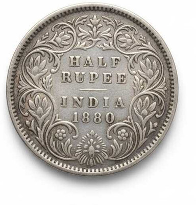 Vkcoins HALF RUPEES 1880 - VICTORIA QUEEN, BRITISH-INDIA RARE OLD FANCY Modern Coin Collection(1 Coins)