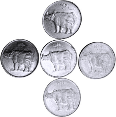 PPEcoins PPE 25 Paise Stainless Steel Coin Set of 5 in Excellent Condition for Collection Medieval Coin Collection(5 Coins)