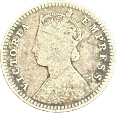 NUMISG 1895 Silver Two Annas C Incuse Victoria Empress X Rare British India Coin Medieval Coin Collection(1 Coins)