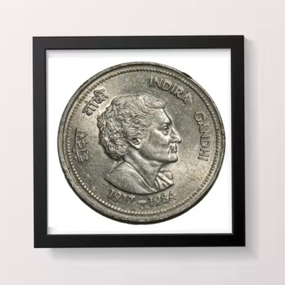 oldcoinwala 5 Rupees Coin Indira Gandhi Star Mark Coin Double Layer Frame Wall Decor Modern Coin Collection(1 Coins)