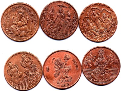 GOLD MINT 1818 British India Ram Hanuman Lakshmi Ganesh Fantansy Pooja Medal Coins set Modern Coin Collection(6 Coins)