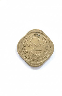 Vkcoins 2 ANNA 1943 - GEORGE VI (LARGE 3 )RARE OLD INDIA COIN Modern Coin Collection(1 Coins)