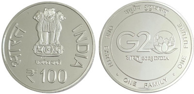 Eforest 100 Rupees G20 One Earth One Family One Future UNC Coin Modern Coin Collection(1 Coins)