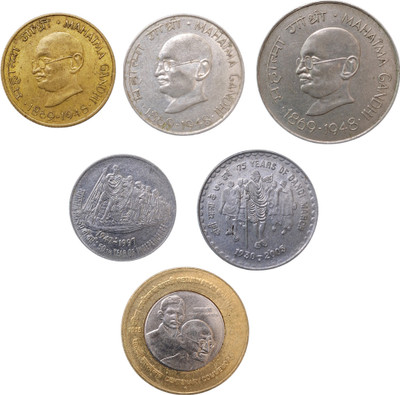 SHUBHCOINS Old MG Commemorative Coins Set Ideal Collection for Students Very Fine Condition Medieval Coin Collection(6 Coins)