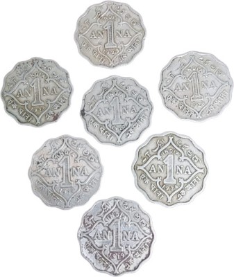 rbf 1 ANNA GEORGE V 1918,1919,1925,1926,1927,1928,1929 COPPER-NICKEL 3.8 GRAM 7 COIN Medieval Coin Collection(7 Coins)
