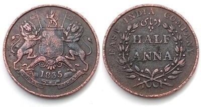 Naaz Rare Collection 1835 Half Anna East India Company Medieval Coin Collection(1 Coins)