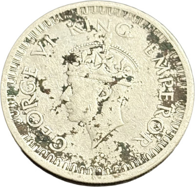NUMISG 1944 Silver Half Rupee Dot Bombay Mint George VI Very Rare British India Medieval Coin Collection(1 Coins)