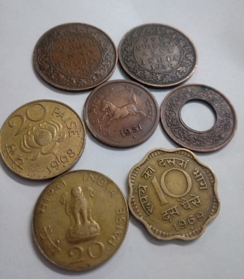 jaya collection Indian Old 7 Coin Set.Good for Coin Collectors.Will get any random year 7 coins. Modern, Medieval Coin Collection(7 Coins)