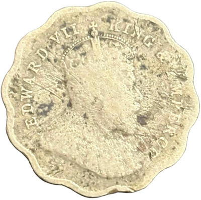 NUMISG X Rare 1 Anna 1909 Key Date Edward VII British India Medieval Coin Collection(1 Coins)