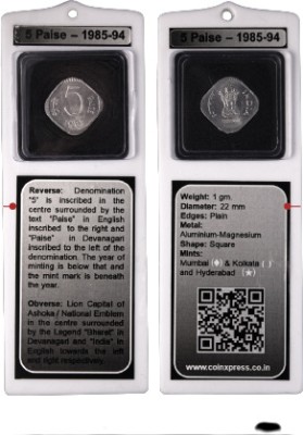 CoinXpress Learn Numismatics: 5 Paise Aluminium magnesium Minted from 1985 to 1994 black Medieval Coin Collection(1 Coins)