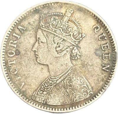ANTIQUEWAY 1862 Silver One Rupee 0/4 Dots Variety Victoria Queen X Rare British India Medieval Coin Collection(1 Coins)
