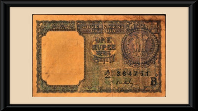 oldcoinwala 1 Rupee Note 1964 with Signature Vintage Original Framed Wall Decor With Frame Modern Coin Collection(1 Coins)