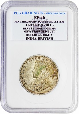 the coins INDIA BRITISH GEORGE V 1918 (C) P C G GRADING Medieval Coin Collection(1 Coins)